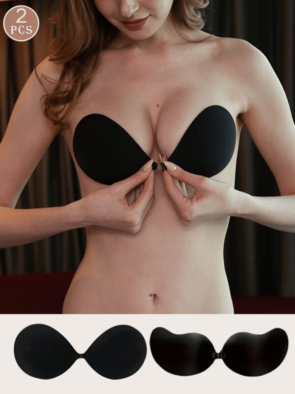Brassière adhésive de ton de peau noir pour femme, soutien-gorge push-up réutilisable, soutien-gorge sans dos invisible pour toutes les saisons – Image 18