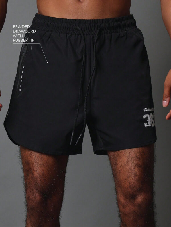 SUMWON Short respirant premium pour activewear avec poche zippée dissimulée et cordons tressés – Image 3