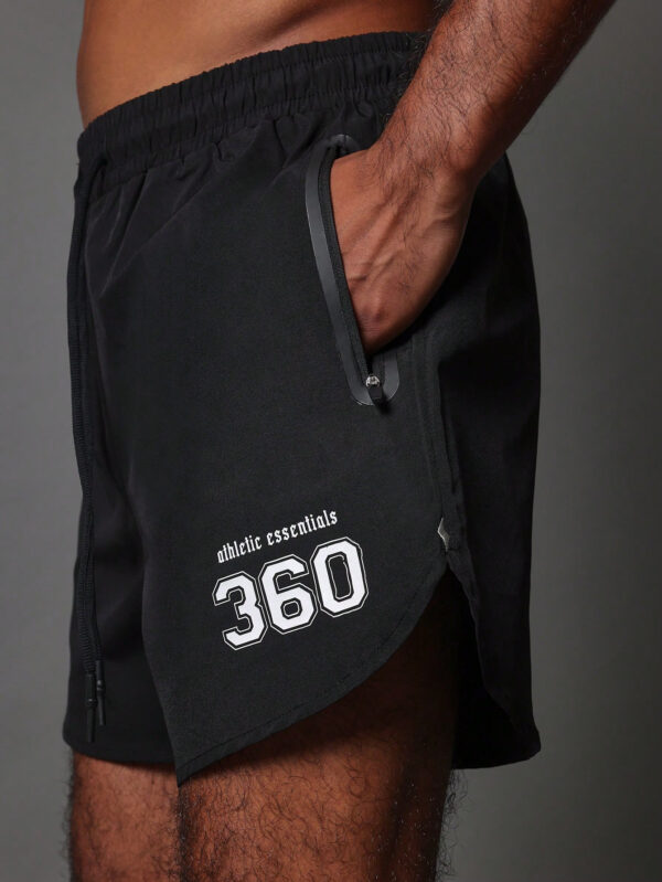 SUMWON Short respirant premium pour activewear avec poche zippée dissimulée et cordons tressés – Image 5