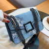 Sac carré en relief de python petit à rabat chaîne sangle – Image 5