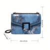 Sac carré en relief de python petit à rabat chaîne sangle – Image 7