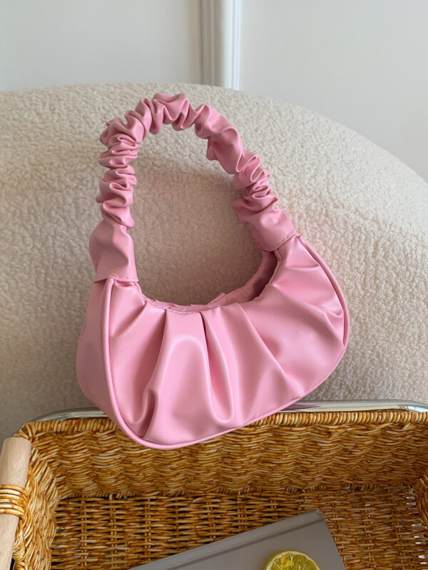 Mini sac à main froissé pour femme de couleur unie en forme de nuage et de croissant