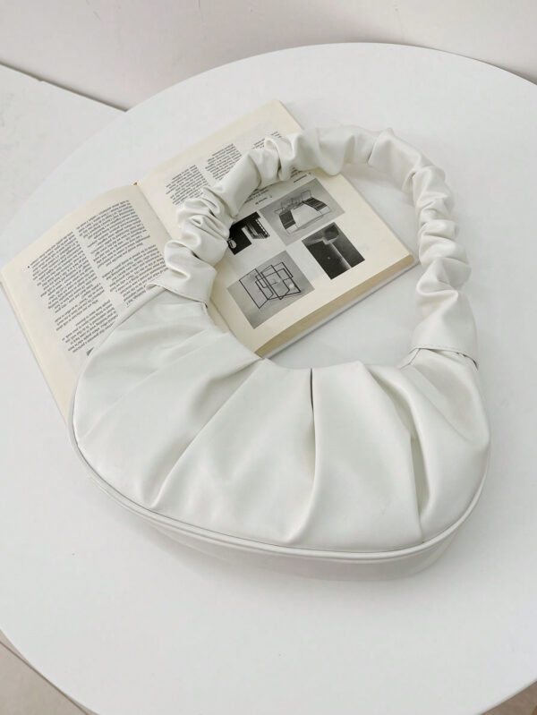 Mini sac à main froissé pour femme de couleur unie en forme de nuage et de croissant – Image 11