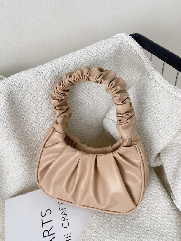 Mini sac à main froissé pour femme de couleur unie en forme de nuage et de croissant – Image 14