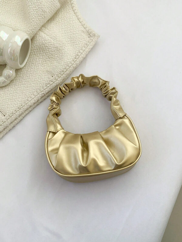 Mini sac à main froissé pour femme de couleur unie en forme de nuage et de croissant – Image 16