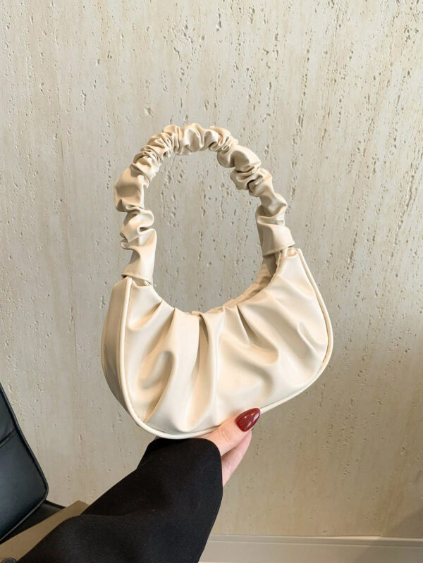 Mini sac à main froissé pour femme de couleur unie en forme de nuage et de croissant – Image 17