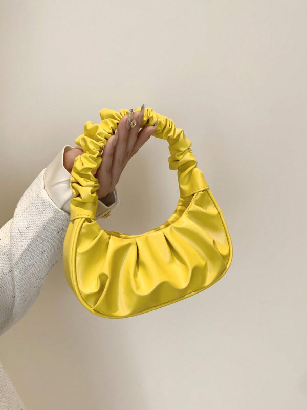 Mini sac à main froissé pour femme de couleur unie en forme de nuage et de croissant – Image 18