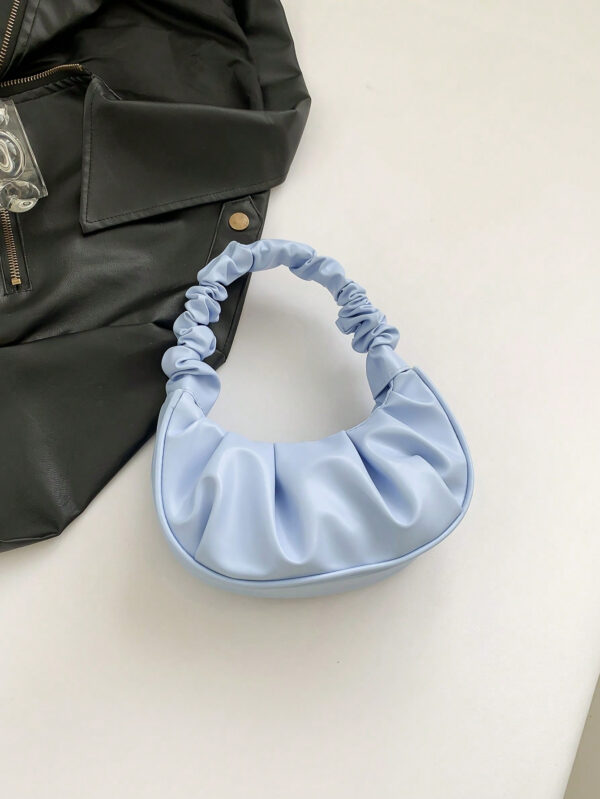 Mini sac à main froissé pour femme de couleur unie en forme de nuage et de croissant – Image 19