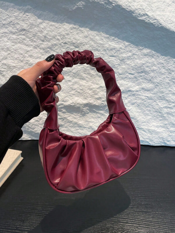 Mini sac à main froissé pour femme de couleur unie en forme de nuage et de croissant – Image 20