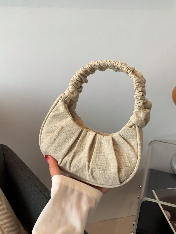 Mini sac à main froissé pour femme de couleur unie en forme de nuage et de croissant – Image 22