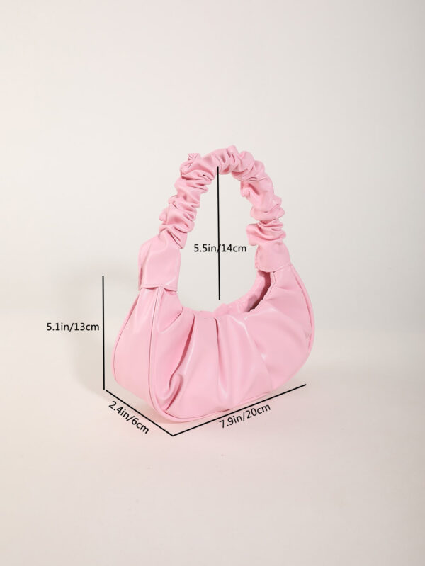 Mini sac à main froissé pour femme de couleur unie en forme de nuage et de croissant – Image 25