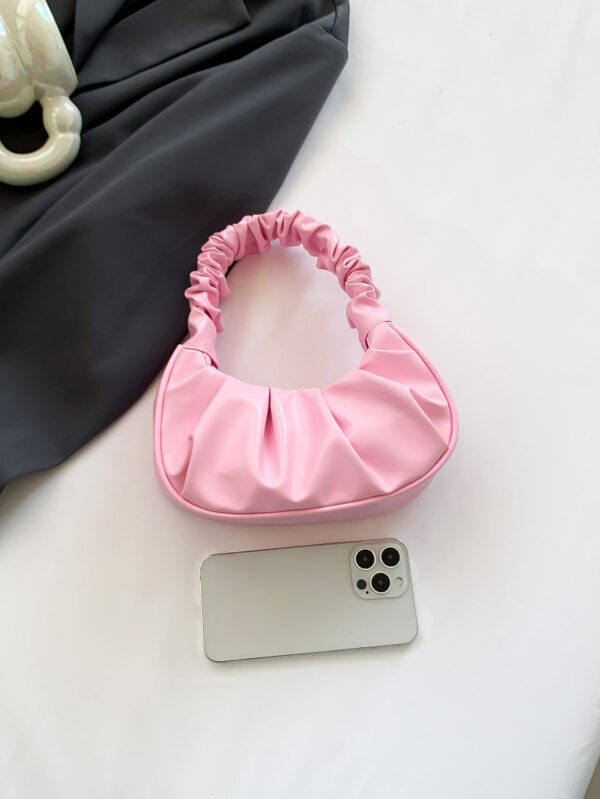 Mini sac à main froissé pour femme de couleur unie en forme de nuage et de croissant – Image 26