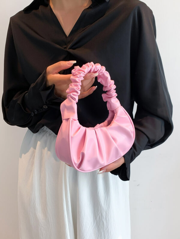 Mini sac à main froissé pour femme de couleur unie en forme de nuage et de croissant – Image 29