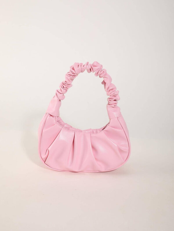 Mini sac à main froissé pour femme de couleur unie en forme de nuage et de croissant – Image 30