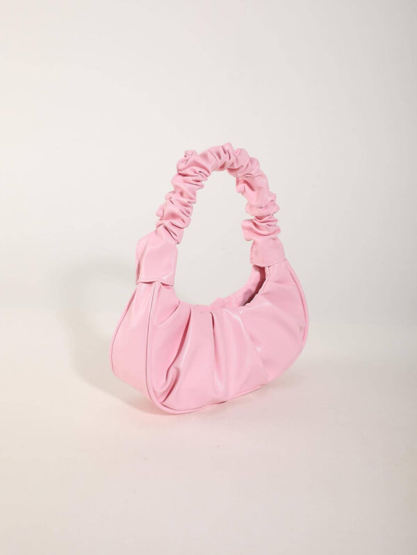 Mini sac à main froissé pour femme de couleur unie en forme de nuage et de croissant – Image 31