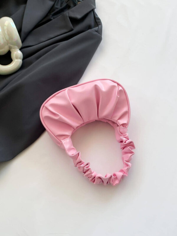 Mini sac à main froissé pour femme de couleur unie en forme de nuage et de croissant – Image 32