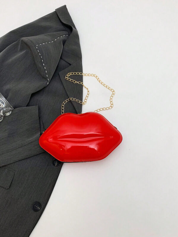1 pièce Sac à bandoulière croisé femme unique en forme de lèvres brillant, petit sac en PU de mode – Image 9