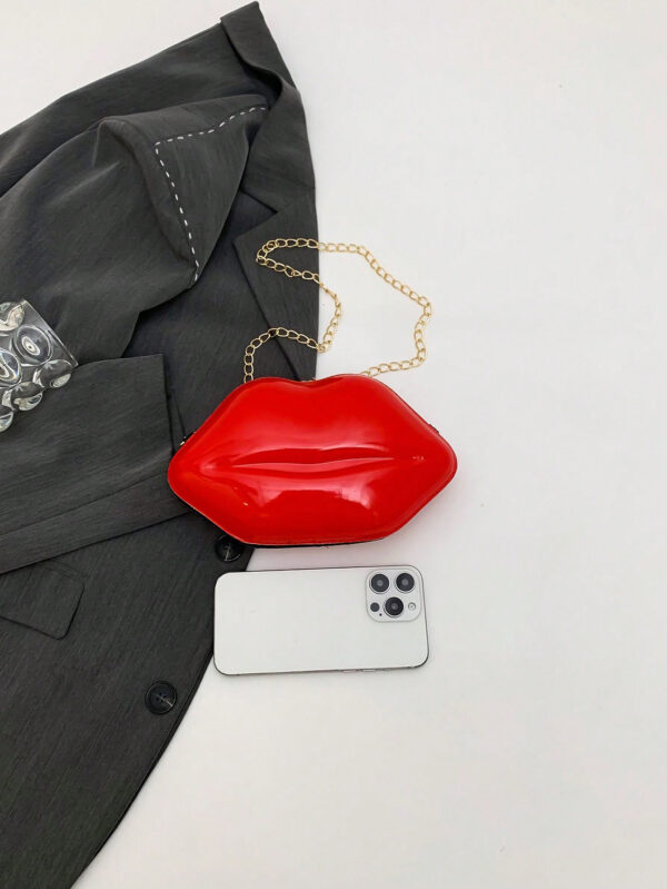 1 pièce Sac à bandoulière croisé femme unique en forme de lèvres brillant, petit sac en PU de mode – Image 10
