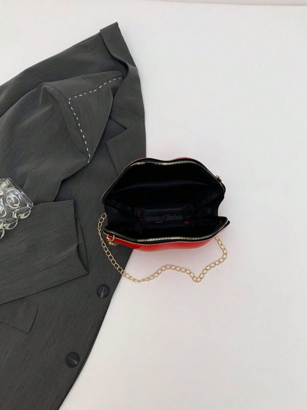 1 pièce Sac à bandoulière croisé femme unique en forme de lèvres brillant, petit sac en PU de mode – Image 18