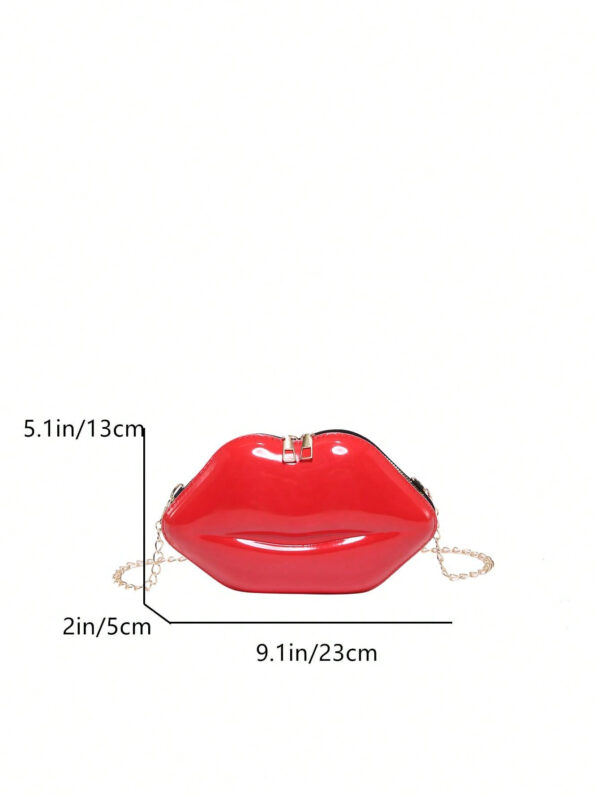 1 pièce Sac à bandoulière croisé femme unique en forme de lèvres brillant, petit sac en PU de mode – Image 19