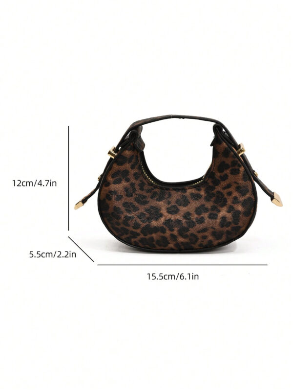 Mini sac à main mignon imprimé léopard pour femmes, sac tendance à demi-lune de haute qualité, sac fourre-tout tendance, porte-monnaie imprimé léopard tendance pour femmes, retour du léopard – Image 8