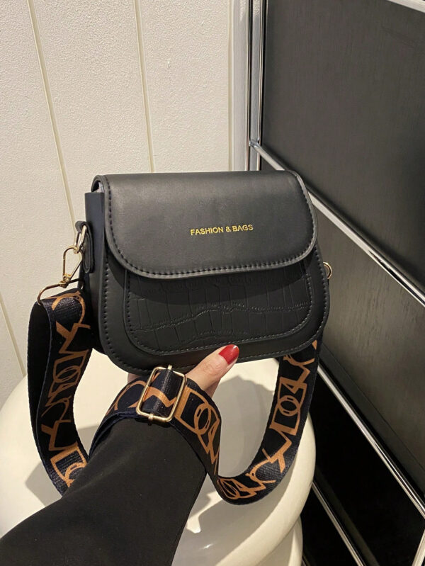 Sac à bandoulière pour femme à texture à la fois à la mode et polyvalent, sac à bandoulière mini de couleur unie, tendance avec large bandoulière, sac à main carré en PU pour femme – Image 2