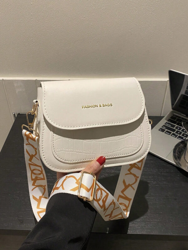 Sac à bandoulière pour femme à texture à la fois à la mode et polyvalent, sac à bandoulière mini de couleur unie, tendance avec large bandoulière, sac à main carré en PU pour femme – Image 6