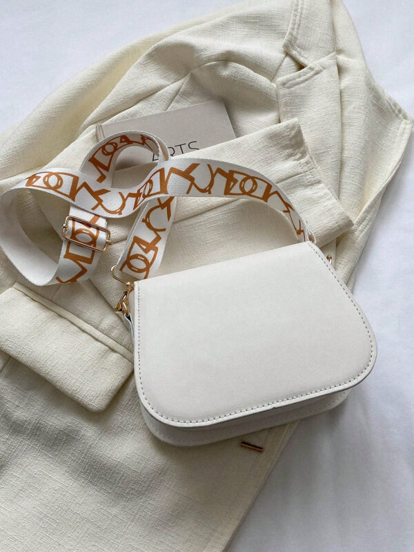 Sac à bandoulière pour femme à texture à la fois à la mode et polyvalent, sac à bandoulière mini de couleur unie, tendance avec large bandoulière, sac à main carré en PU pour femme – Image 9