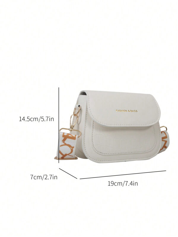 Sac à bandoulière pour femme à texture à la fois à la mode et polyvalent, sac à bandoulière mini de couleur unie, tendance avec large bandoulière, sac à main carré en PU pour femme – Image 11