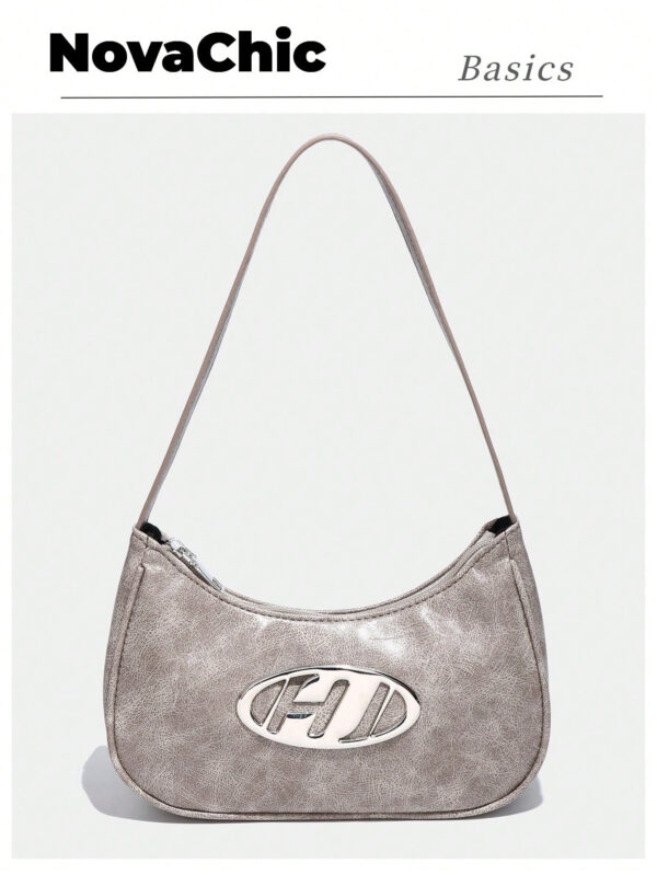 1 pièce Sac à bandoulière féminin à fermeture à glissière avec détail métallique vintage, à la mode pour un usage quotidien, funky et punk pour être porté dans la rue