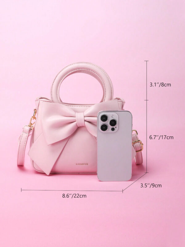 Sac besace avec décoration nœud et graphiques, double poignée. Cadeau de la Fête des Mères, Cadeaux pour Maman, Essentiels de Maman, Sac de Maman pour sortir, Saint-Valentin – Image 8