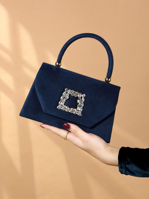 Sac seau décoré de strass, style décontracté d'affaires, conception à cordon coulissant, sac transparent tendance avec perles, sac de soirée glamour, élégant, exquis, luxe discret avec strass, parfait pour la fête, le dîner/banquet, le réveillon de Noël, femme, mariée – Image 2