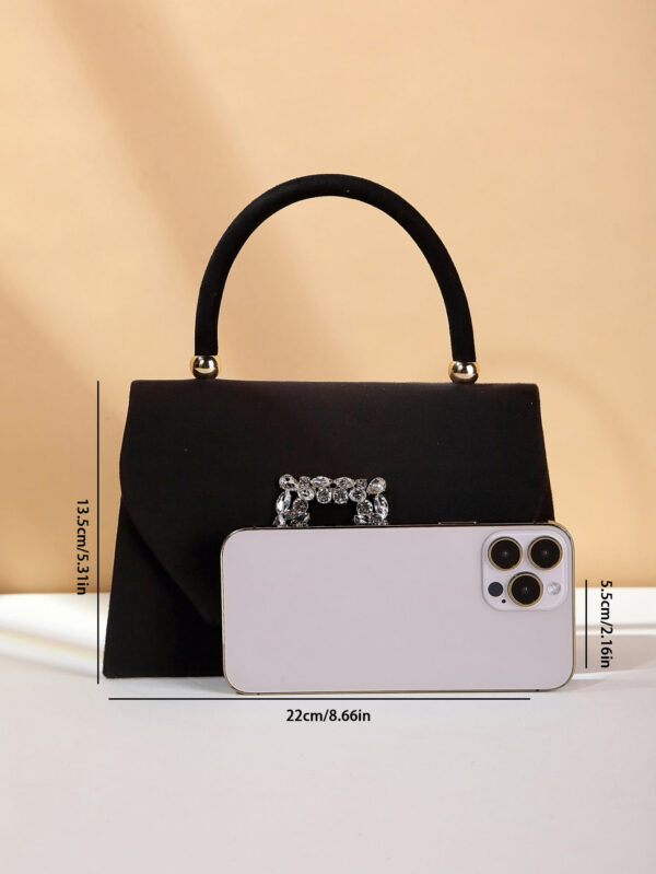 Sac seau décoré de strass, style décontracté d'affaires, conception à cordon coulissant, sac transparent tendance avec perles, sac de soirée glamour, élégant, exquis, luxe discret avec strass, parfait pour la fête, le dîner/banquet, le réveillon de Noël, femme, mariée – Image 12