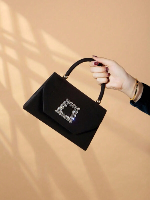 Sac seau décoré de strass, style décontracté d'affaires, conception à cordon coulissant, sac transparent tendance avec perles, sac de soirée glamour, élégant, exquis, luxe discret avec strass, parfait pour la fête, le dîner/banquet, le réveillon de Noël, femme, mariée – Image 17