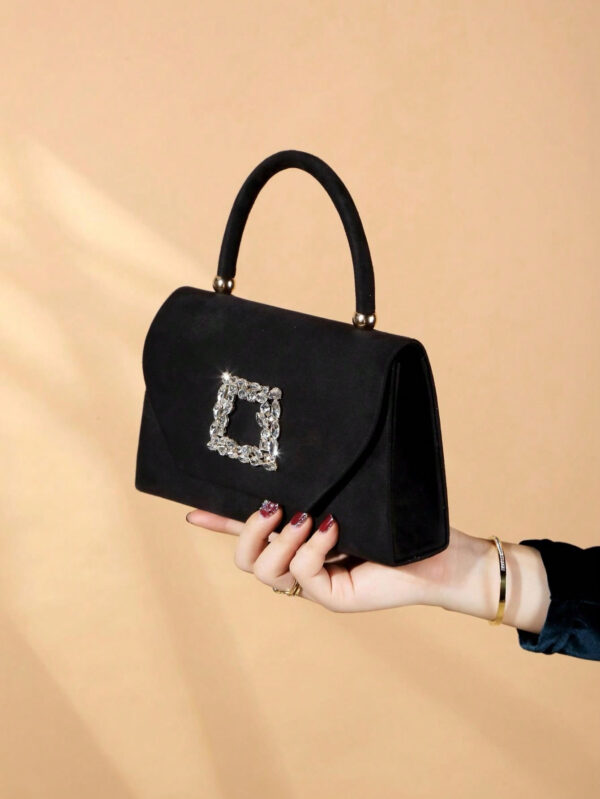 Sac seau décoré de strass, style décontracté d'affaires, conception à cordon coulissant, sac transparent tendance avec perles, sac de soirée glamour, élégant, exquis, luxe discret avec strass, parfait pour la fête, le dîner/banquet, le réveillon de Noël, femme, mariée – Image 18