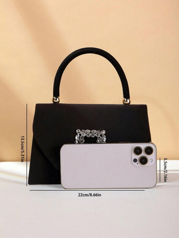 Sac seau décoré de strass, style décontracté d'affaires, conception à cordon coulissant, sac transparent tendance avec perles, sac de soirée glamour, élégant, exquis, luxe discret avec strass, parfait pour la fête, le dîner/banquet, le réveillon de Noël, femme, mariée – Image 19