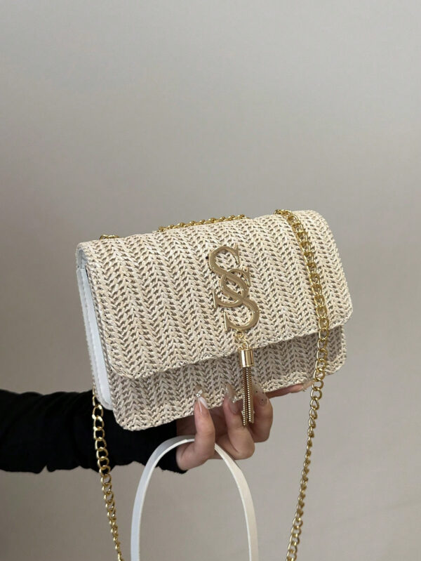 Sac Carré Petit Et Tendance À Carreaux En Losange Et À Couleur Solide, Sac Croisé À Chaîne En Pu Tendance Pour Femmes, Mini Sac À Bandoulière Et Porte-monnaie Tendance Avec Glands Pour Les Achats – Image 6