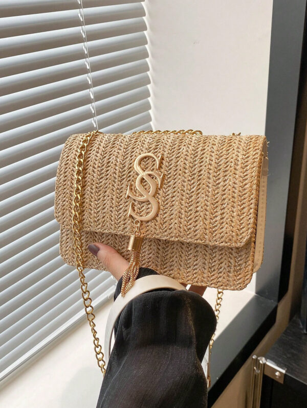 Sac Carré Petit Et Tendance À Carreaux En Losange Et À Couleur Solide, Sac Croisé À Chaîne En Pu Tendance Pour Femmes, Mini Sac À Bandoulière Et Porte-monnaie Tendance Avec Glands Pour Les Achats – Image 7