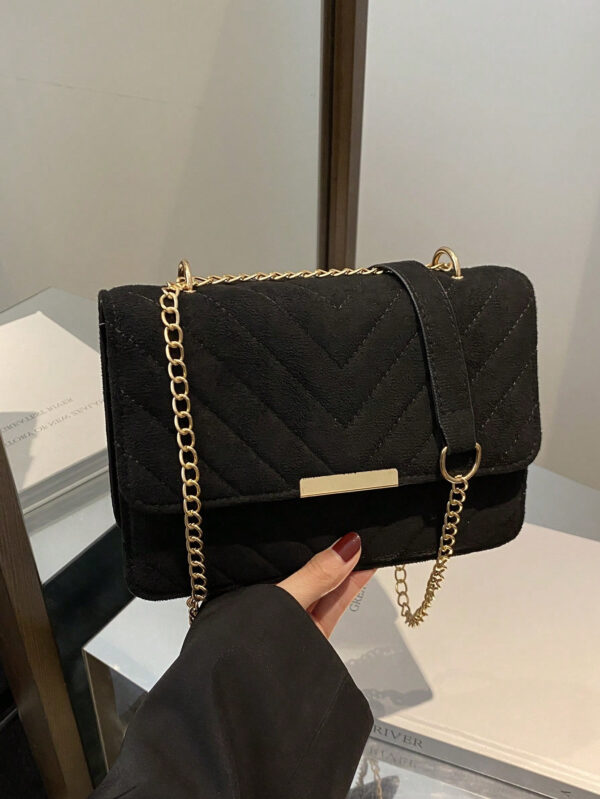 Sac Carré Petit Et Tendance À Carreaux En Losange Et À Couleur Solide, Sac Croisé À Chaîne En Pu Tendance Pour Femmes, Mini Sac À Bandoulière Et Porte-monnaie Tendance Avec Glands Pour Les Achats – Image 8