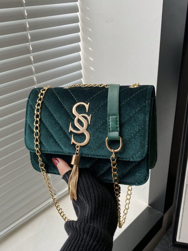 Sac Carré Petit Et Tendance À Carreaux En Losange Et À Couleur Solide, Sac Croisé À Chaîne En Pu Tendance Pour Femmes, Mini Sac À Bandoulière Et Porte-monnaie Tendance Avec Glands Pour Les Achats – Image 10