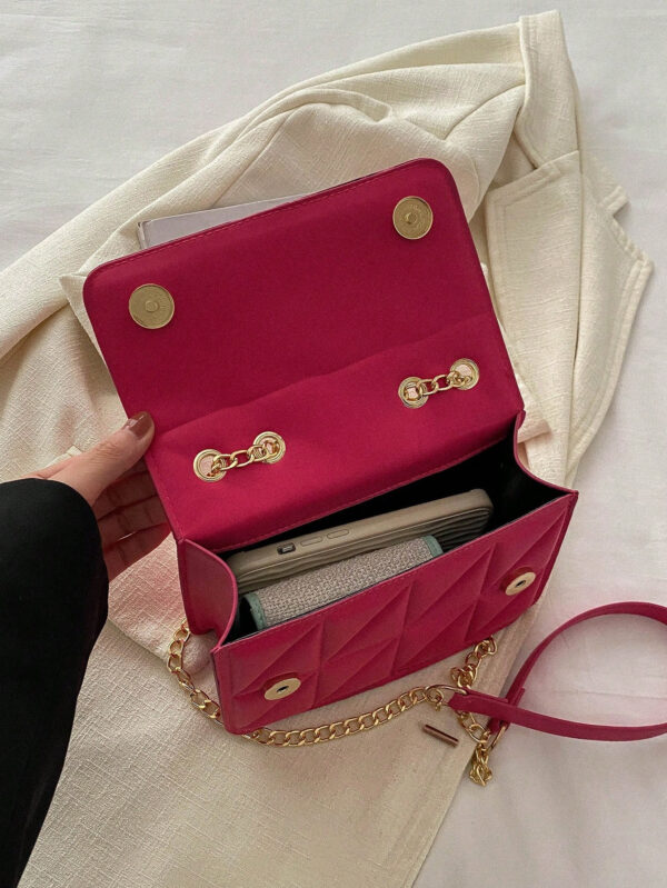 Sac Carré Petit Et Tendance À Carreaux En Losange Et À Couleur Solide, Sac Croisé À Chaîne En Pu Tendance Pour Femmes, Mini Sac À Bandoulière Et Porte-monnaie Tendance Avec Glands Pour Les Achats – Image 18