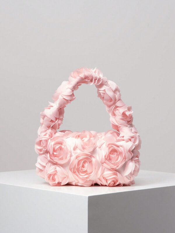 Sac de soirée élégant à motif rose, sac à main pour mariage et fête, porte-monnaie doux et délicat pour dame, cadeau de la Saint-Valentin pour les femmes (motif aléatoire)