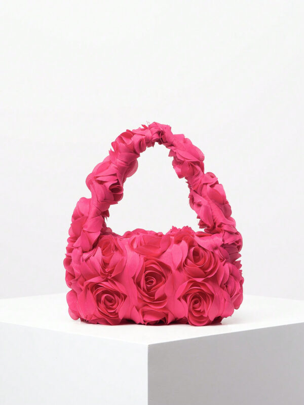 Sac de soirée élégant à motif rose, sac à main pour mariage et fête, porte-monnaie doux et délicat pour dame, cadeau de la Saint-Valentin pour les femmes (motif aléatoire) – Image 3