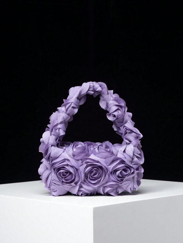 Sac de soirée élégant à motif rose, sac à main pour mariage et fête, porte-monnaie doux et délicat pour dame, cadeau de la Saint-Valentin pour les femmes (motif aléatoire) – Image 5