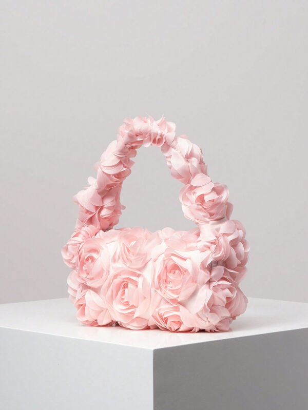 Sac de soirée élégant à motif rose, sac à main pour mariage et fête, porte-monnaie doux et délicat pour dame, cadeau de la Saint-Valentin pour les femmes (motif aléatoire) – Image 21
