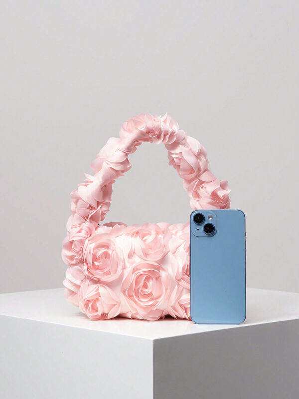 Sac de soirée élégant à motif rose, sac à main pour mariage et fête, porte-monnaie doux et délicat pour dame, cadeau de la Saint-Valentin pour les femmes (motif aléatoire) – Image 22