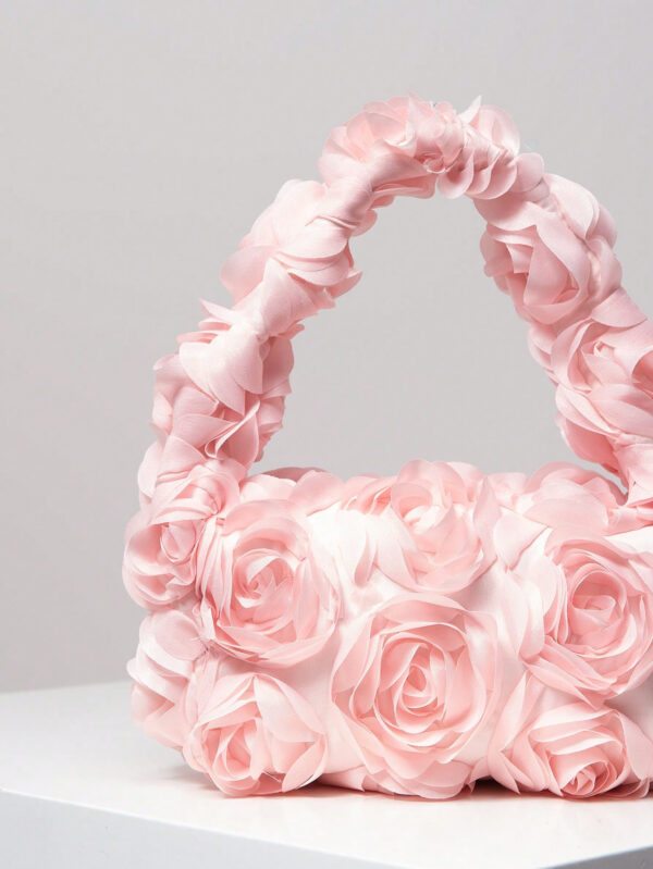 Sac de soirée élégant à motif rose, sac à main pour mariage et fête, porte-monnaie doux et délicat pour dame, cadeau de la Saint-Valentin pour les femmes (motif aléatoire) – Image 23
