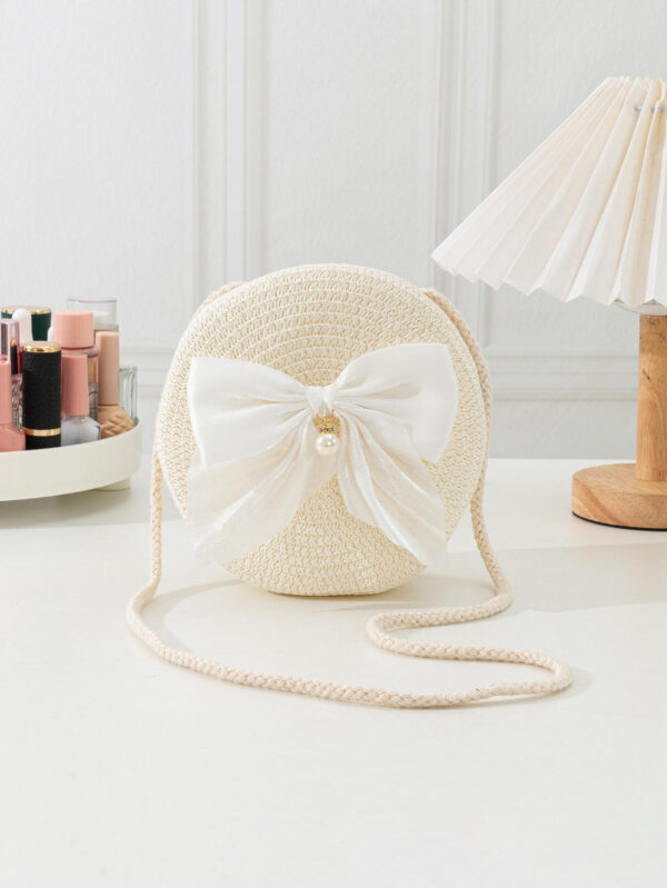 YL Mini sac à bandoulière en toile tressée kaki avec accessoires de nœud papillon. Sac à main tendance avec nœud papillon pour femmes pour la Saint-Valentin