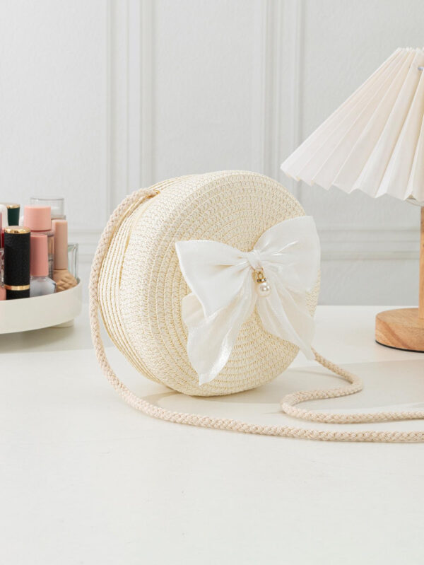 YL Mini sac à bandoulière en toile tressée kaki avec accessoires de nœud papillon. Sac à main tendance avec nœud papillon pour femmes pour la Saint-Valentin – Image 4