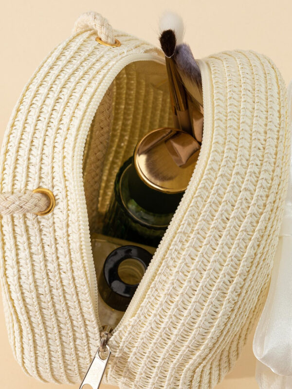 YL Mini sac à bandoulière en toile tressée kaki avec accessoires de nœud papillon. Sac à main tendance avec nœud papillon pour femmes pour la Saint-Valentin – Image 6